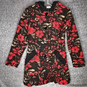 Funky People Romantic Floral Coat Hooded Jacket Size SM Anthropologie